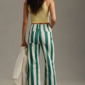 Maeve "the Colette",  cropped wide leg pants, teal stripe Sz31